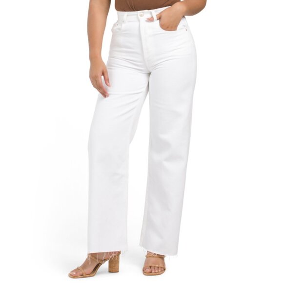 TRIARCHY Soft White High Rise Wide Leg Jeans - Picture 1 of 2